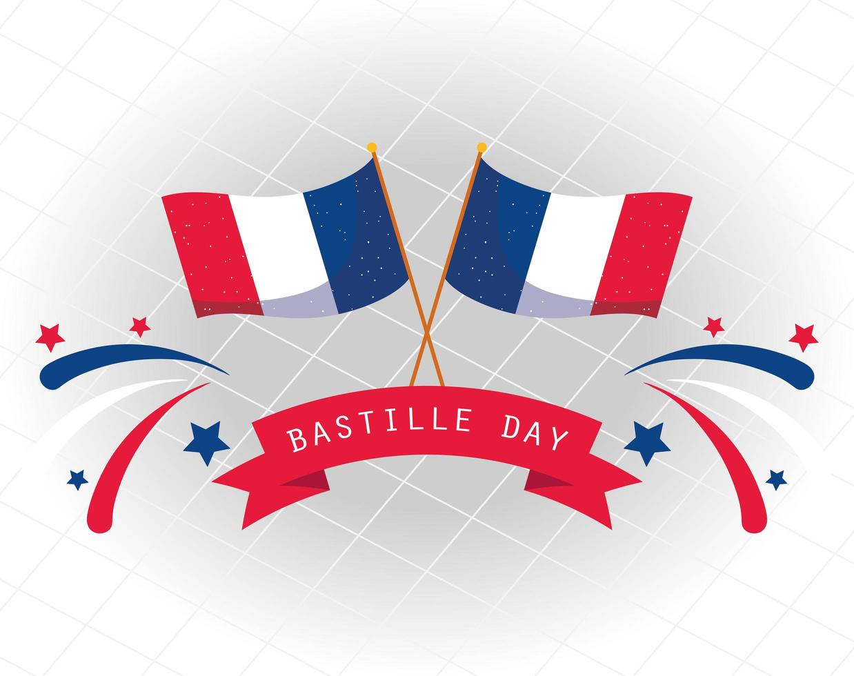 banner de celebración del día de la bastilla con elementos franceses vector