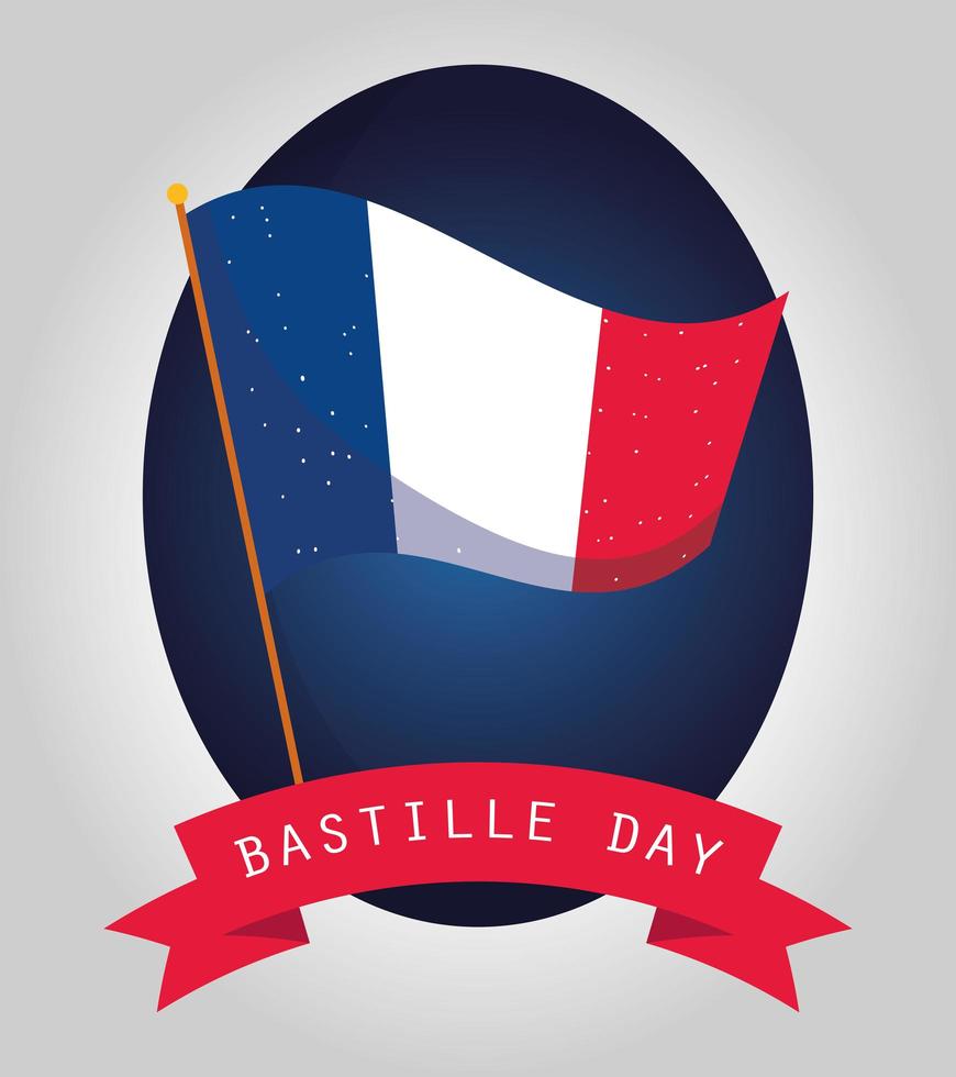 banner de celebración del día de la bastilla con elementos franceses vector