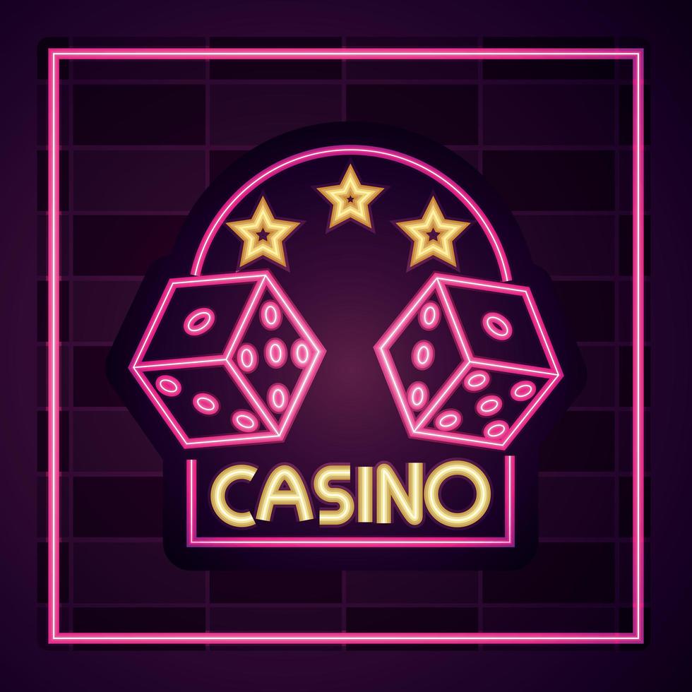 Casino neon light sign vector