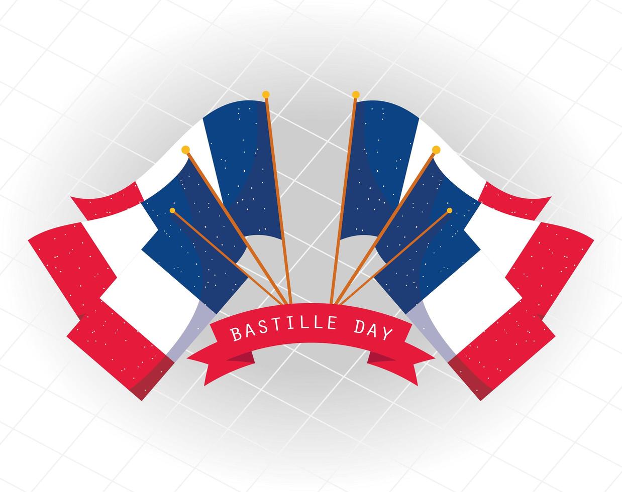 Banner de celebración del día de la bastilla con bandera nacional francesa vector