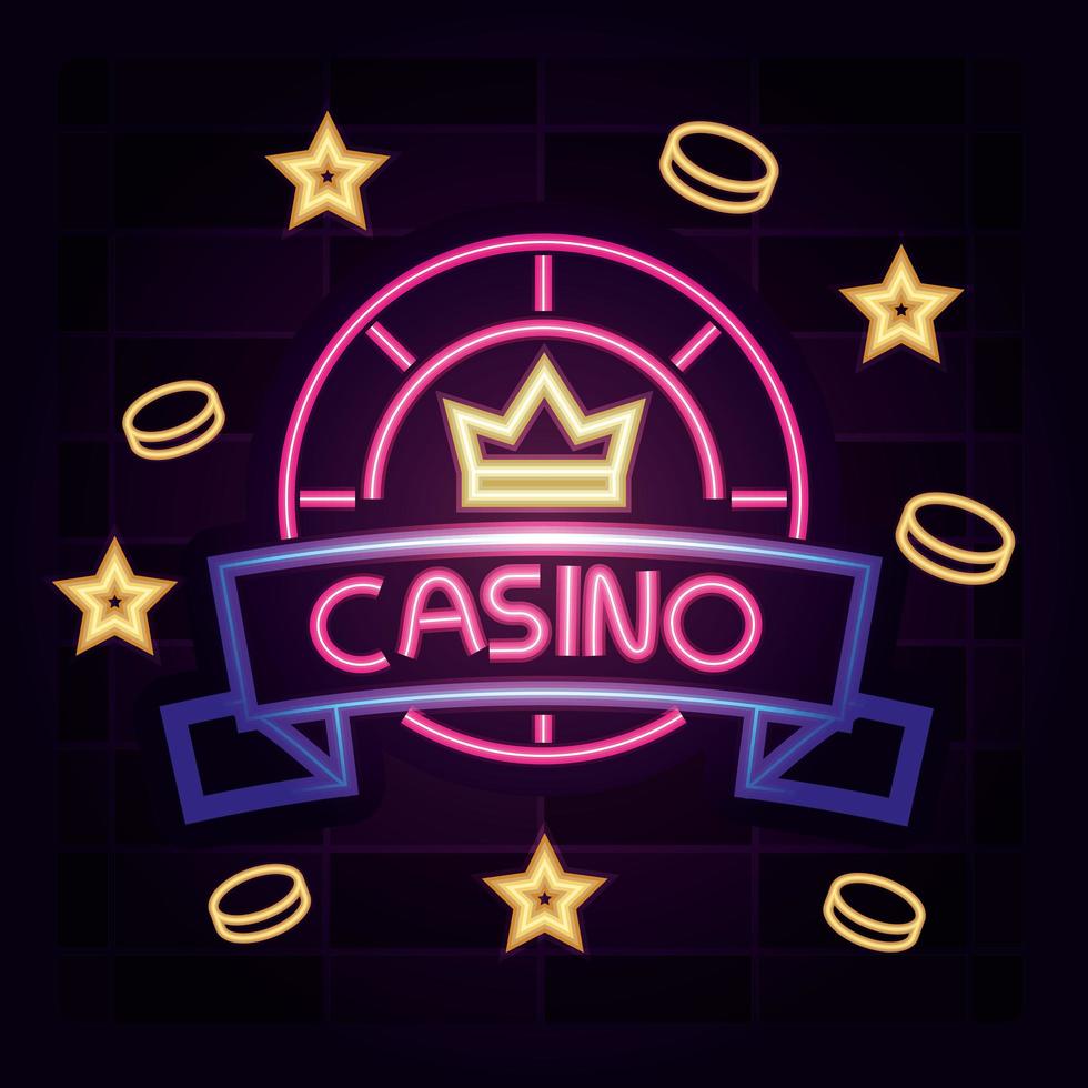 Casino neon light sign vector