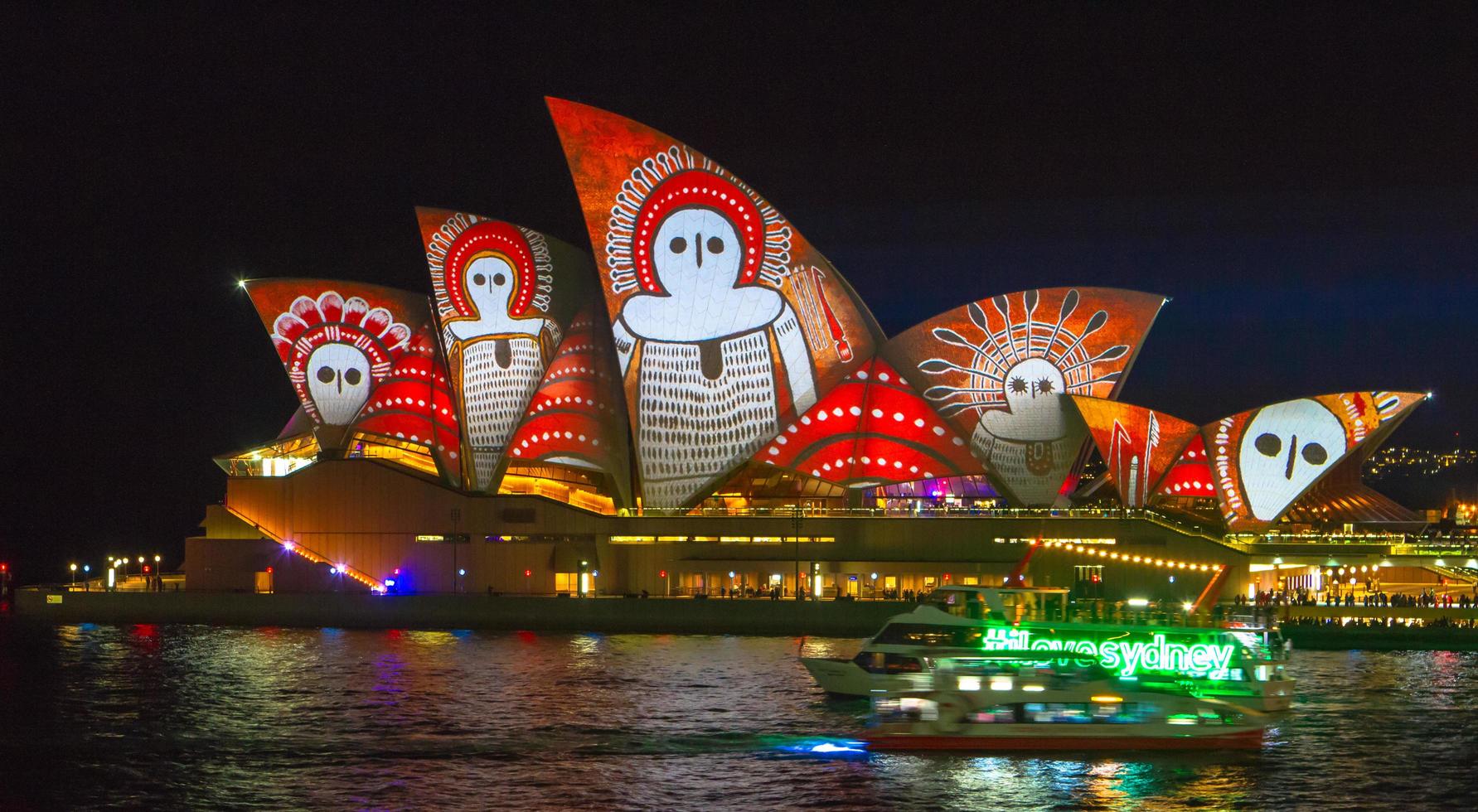 Sydney, Australia, 2020 - Light design on the Sydney Opera House photo