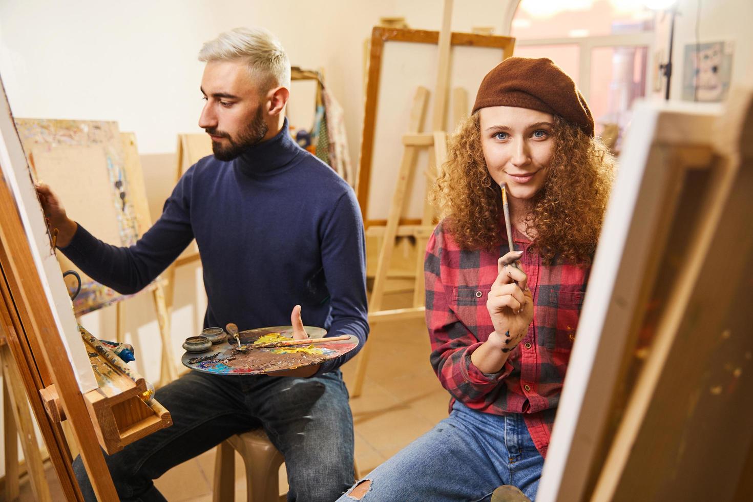 Two artists in the studio photo