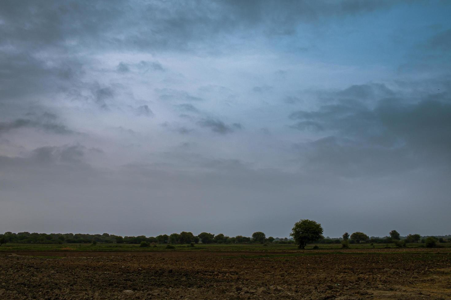 Sunset over a field photo