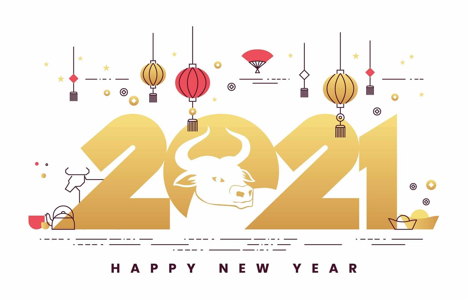 Chinese New Year 2021 Minimalist Concept vector