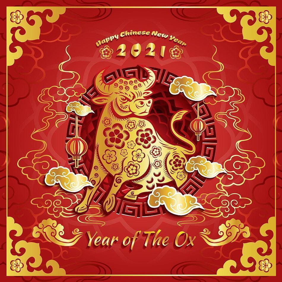 Chinese New Year 2021 Year Of The Ox vector