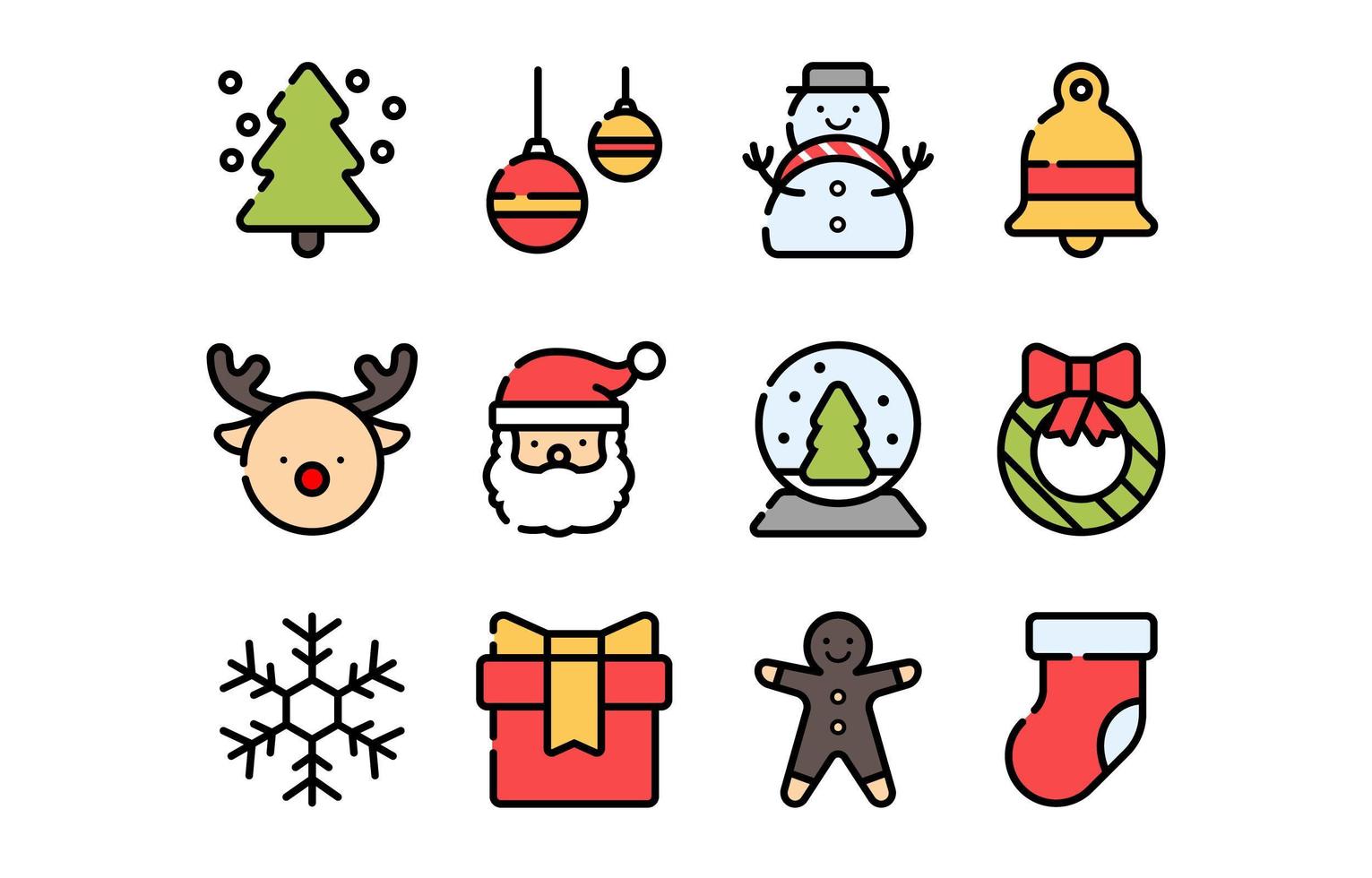 elementos de navidad establecer iconos vector