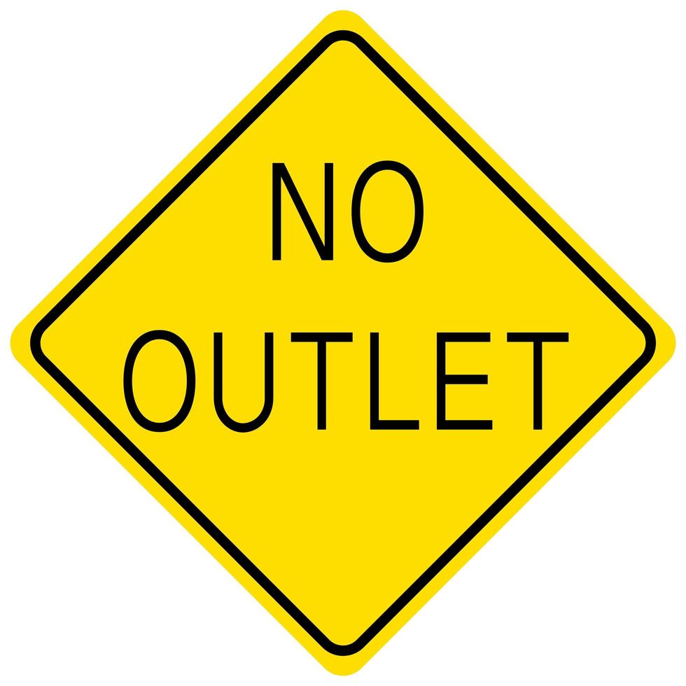 No Outlet yellow sign on white background vector