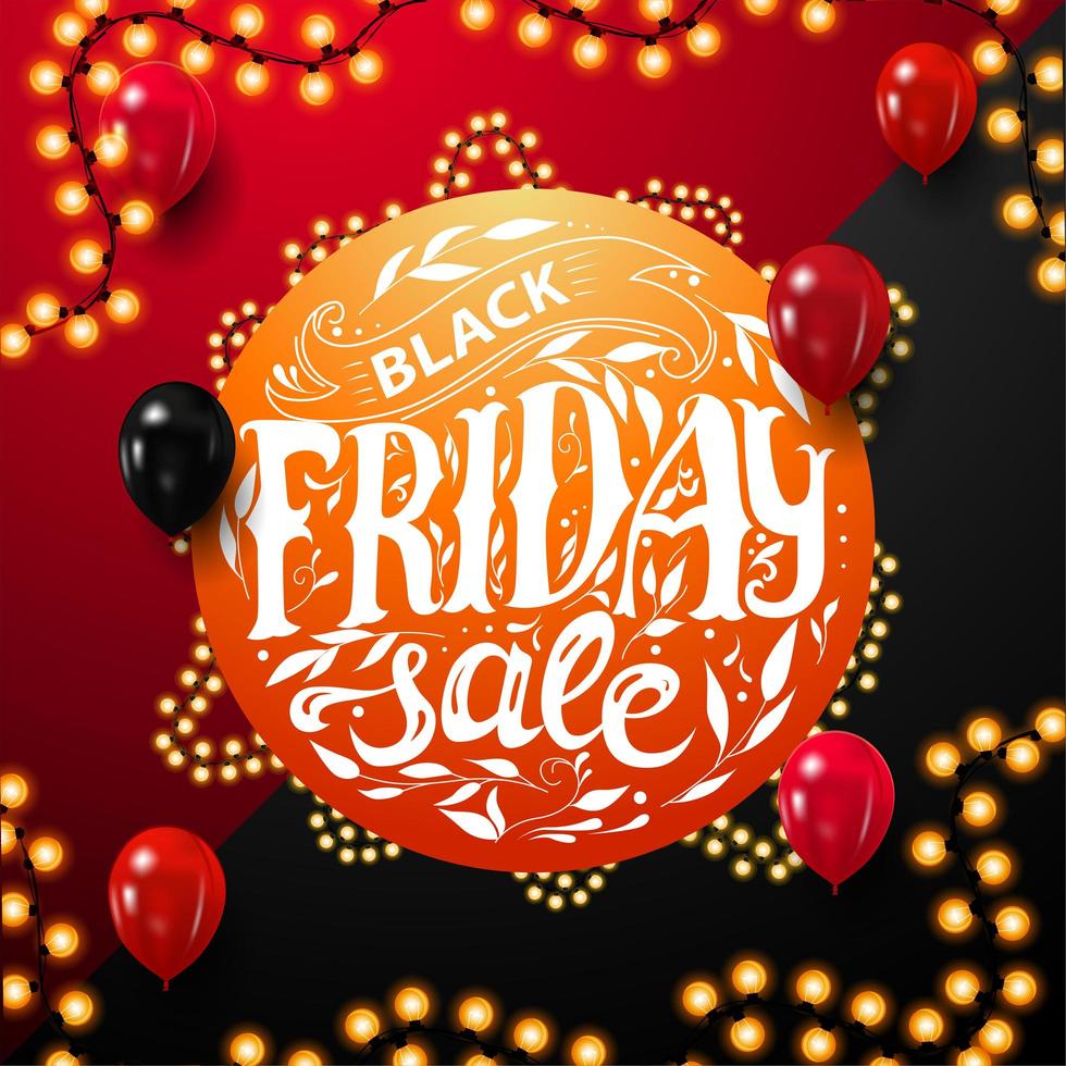 Black Friday Sale, round orange discount coupon vector