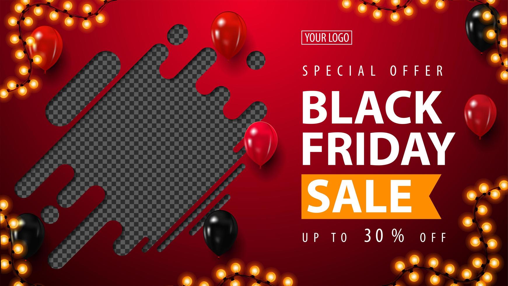 Black Friday Sale, horizontal discount banner vector