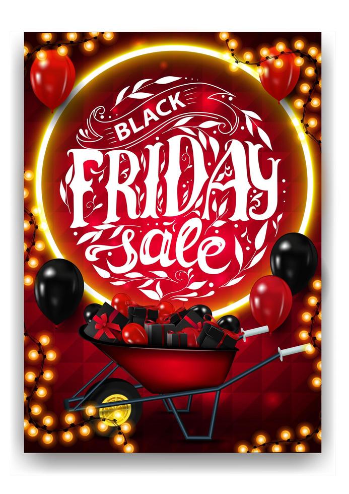 Black Friday Sale, red vertical discount poster vector