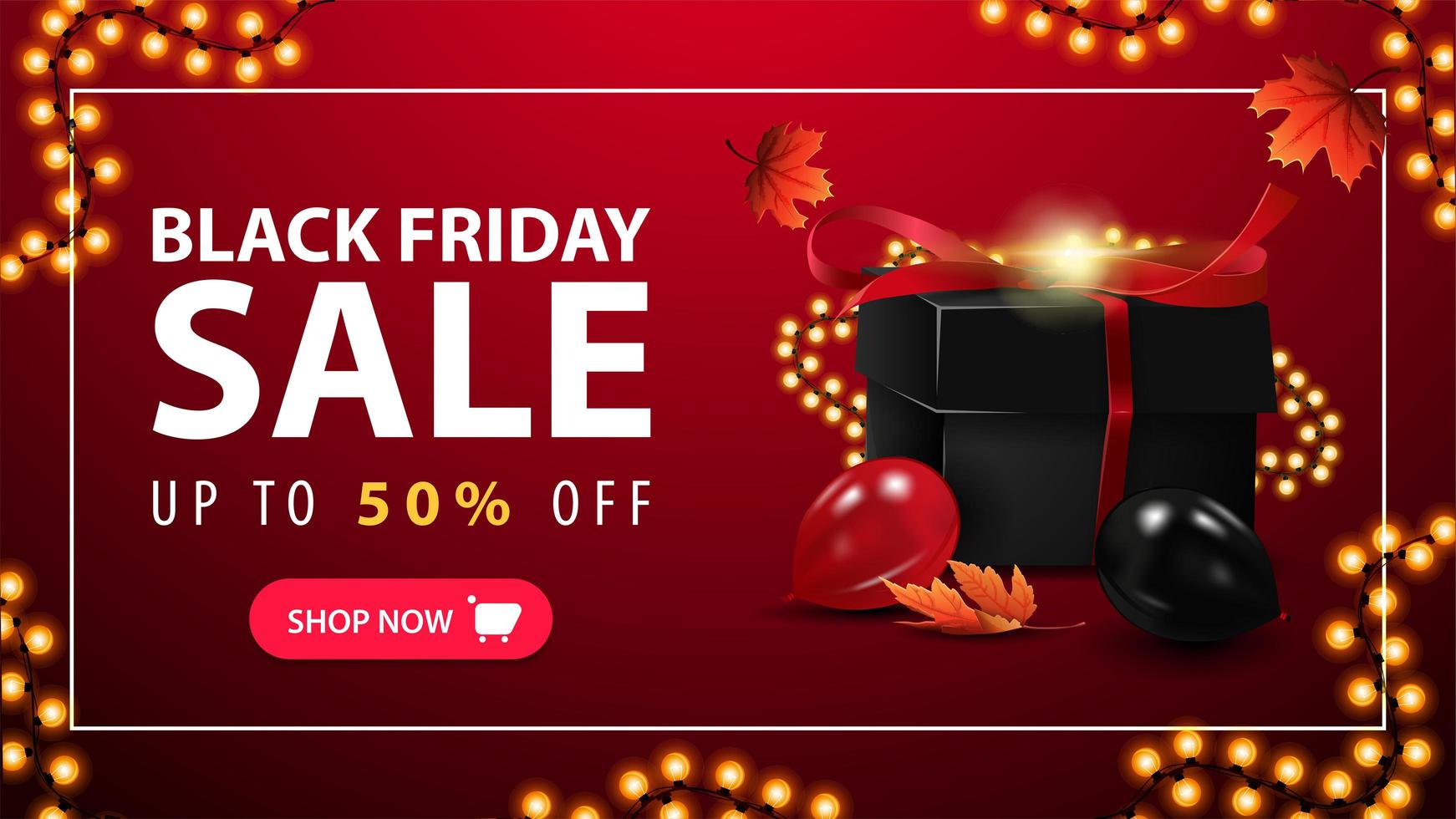 Black Friday Sale, up to 50 off banner vector