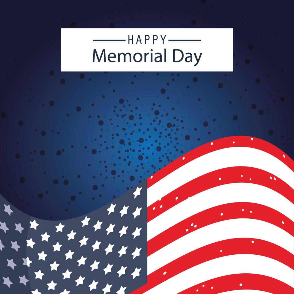 Memorial day celebration banner with American flag vector