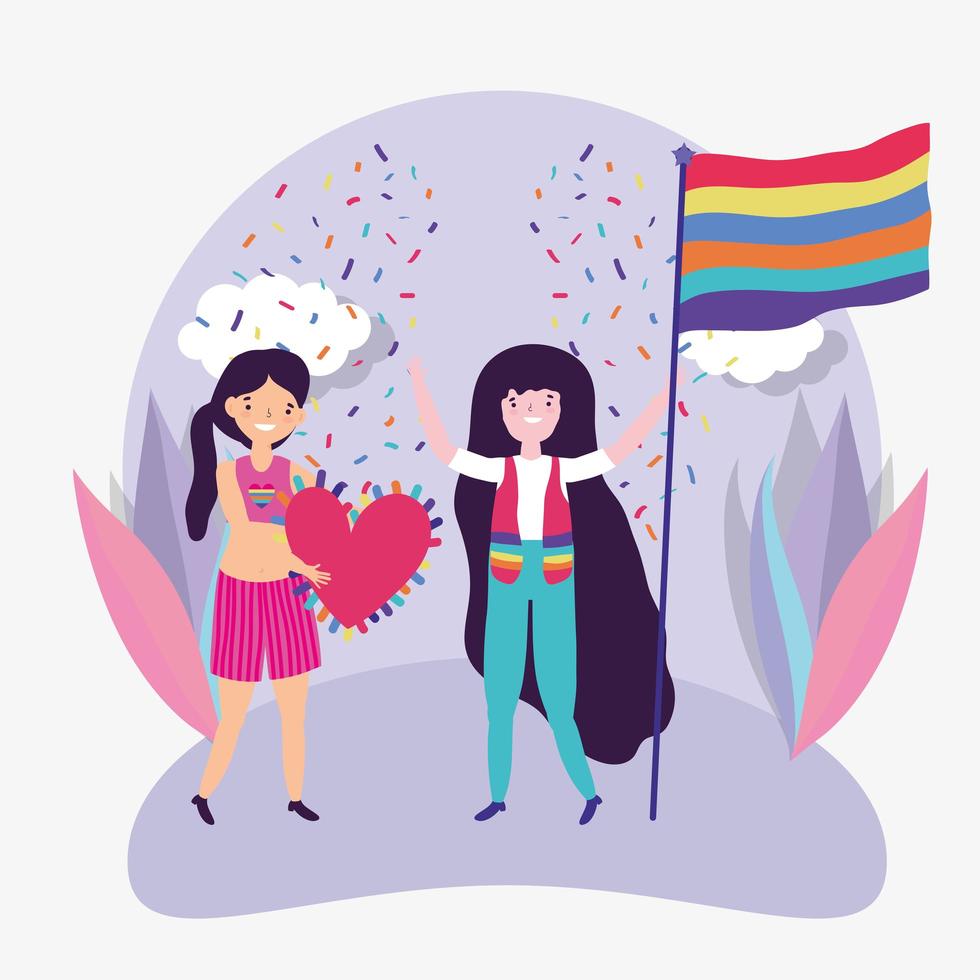 personajes lgbtqi de dibujos animados para la celebración del orgullo vector