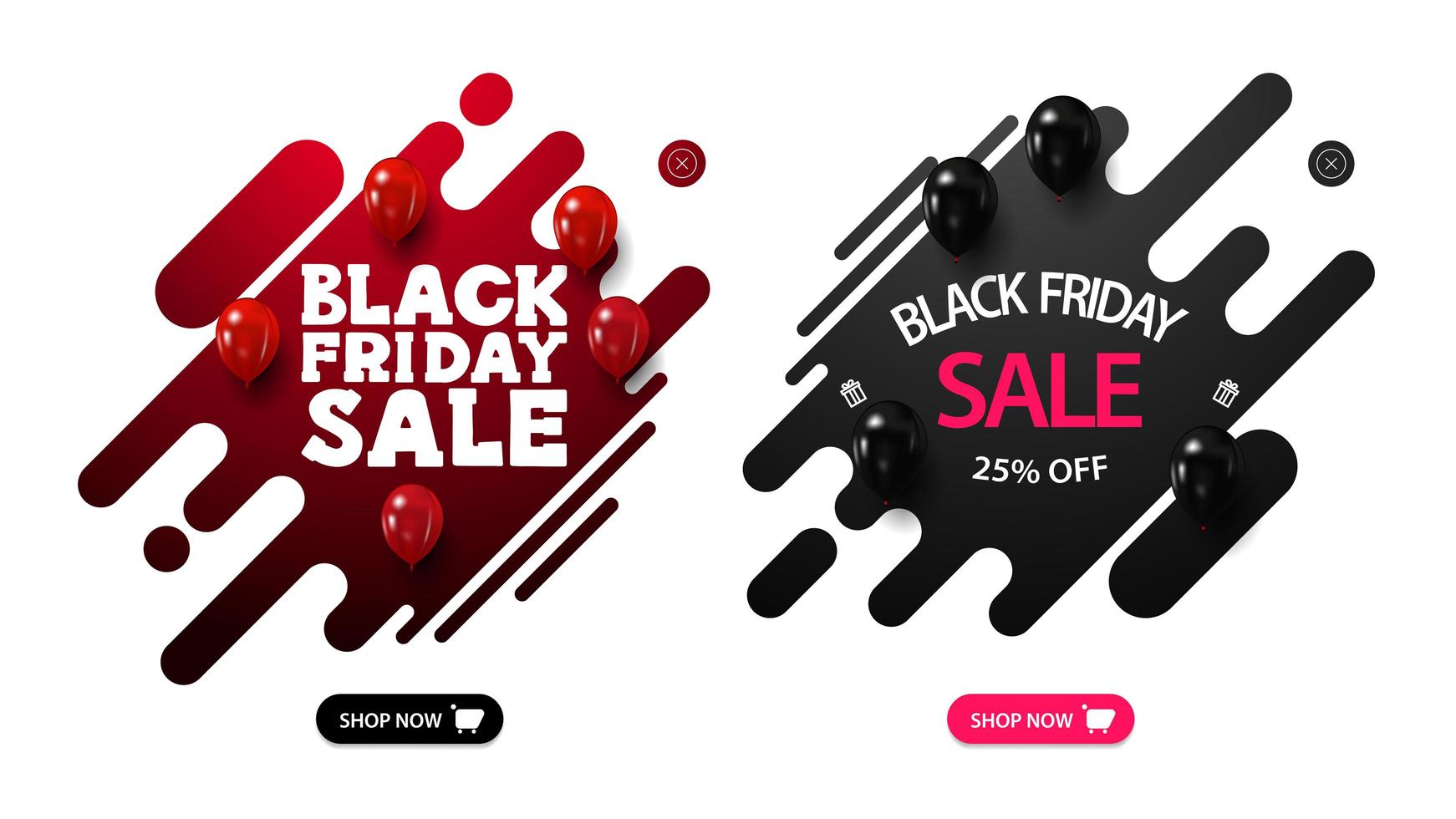 Set of Black Friday discount pop-ups vector