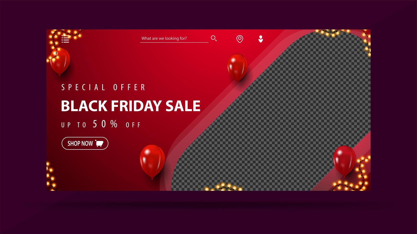 Black Friday Sale, up to 50 off banner vector