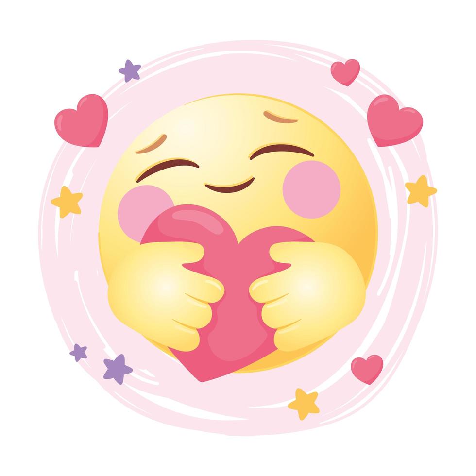 Social media emoji hugging a heart vector