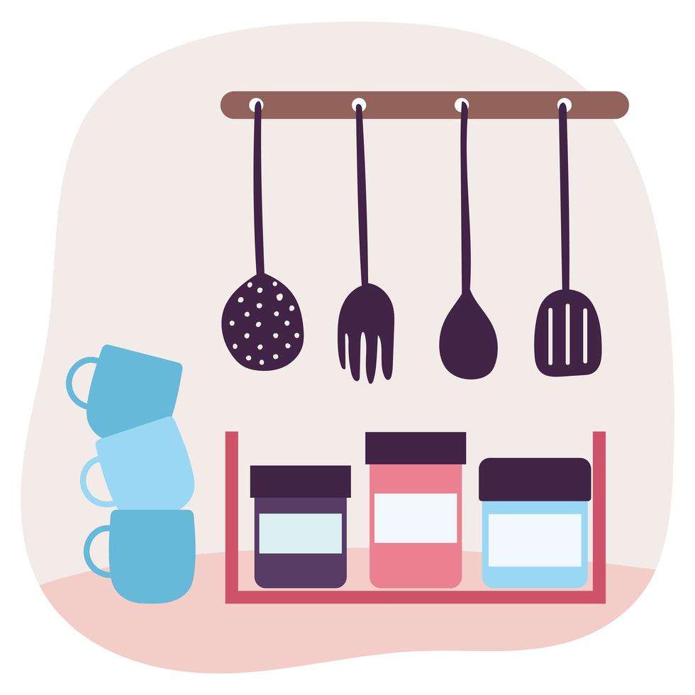 Kitchen utensils and interior vector