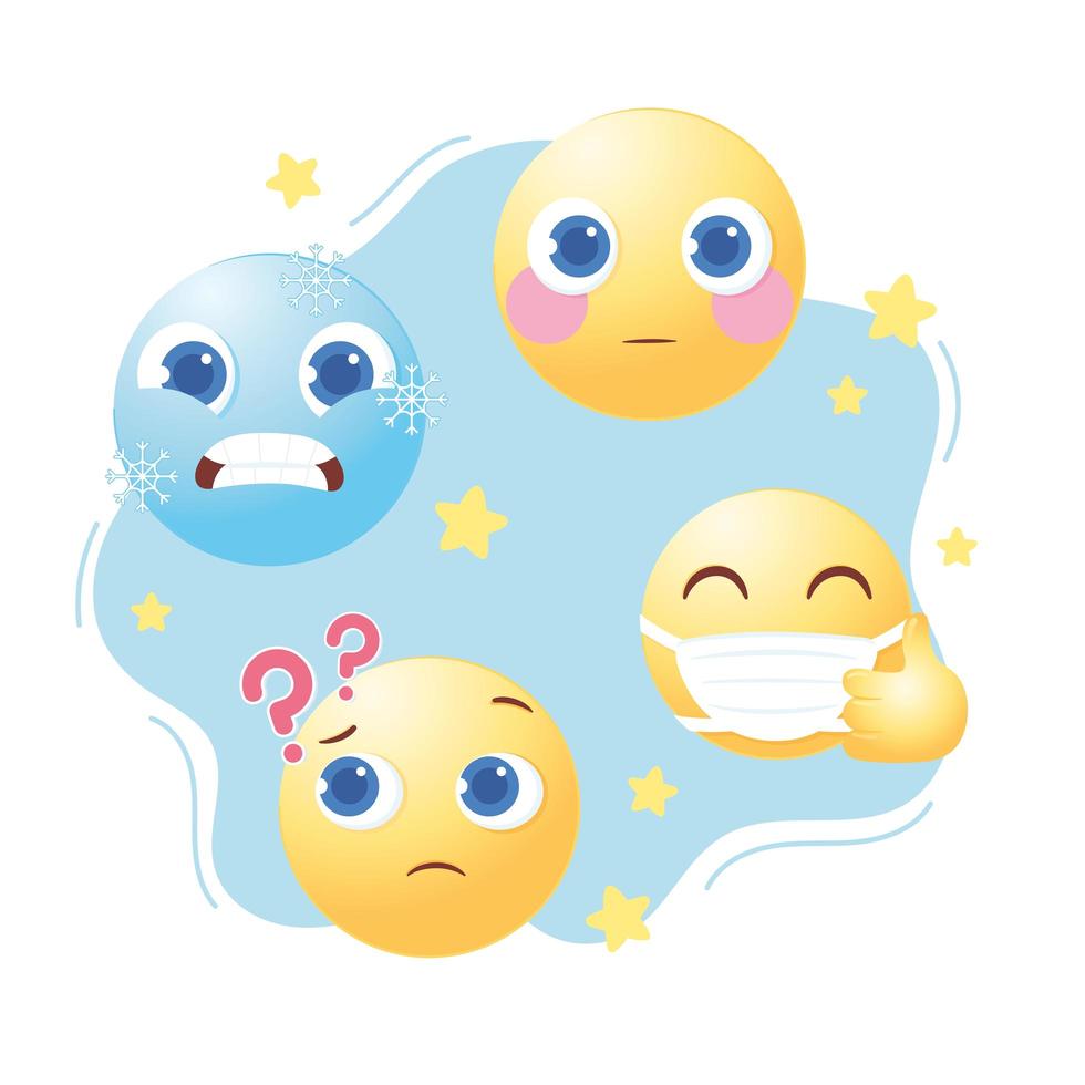 conjunto de emoji de redes sociales vector