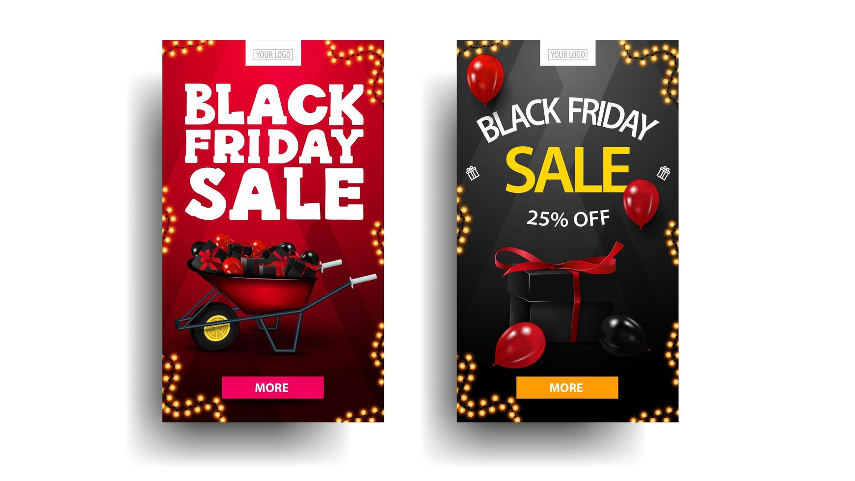 Set of Black Friday discount vertical banners vector