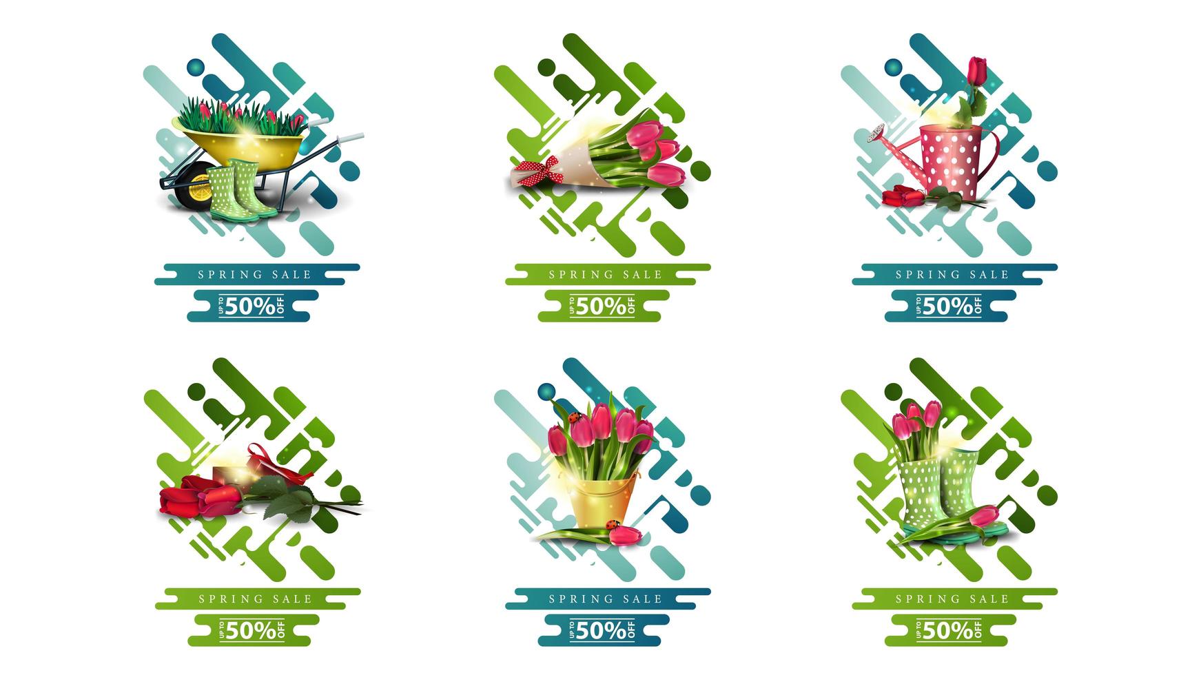 Spring sale, up to 50 off pop ups vector