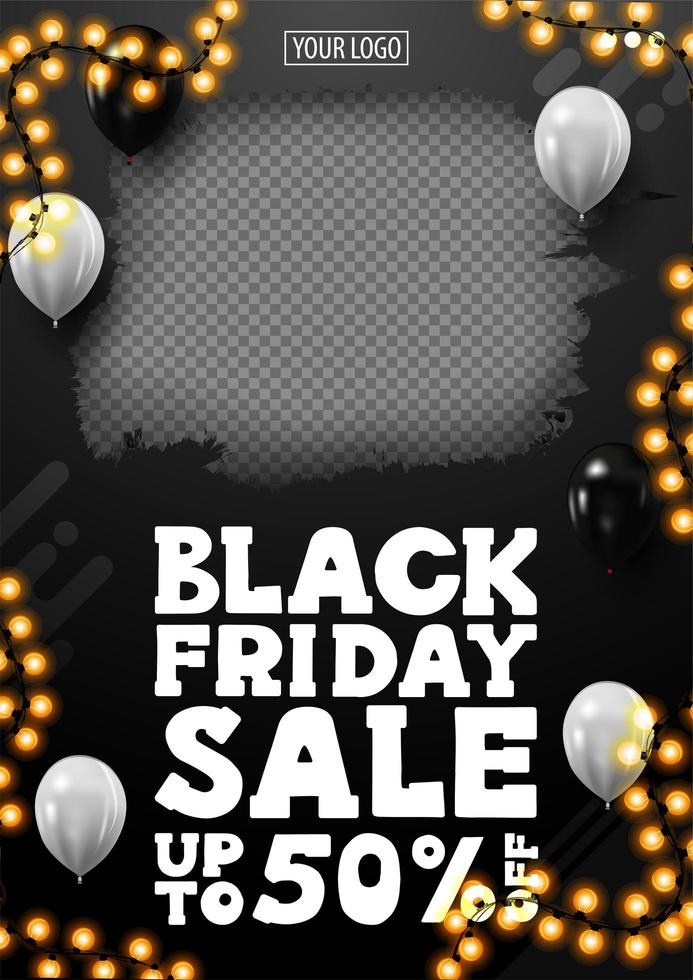 Black Friday Sale, up to 50 off banner vector