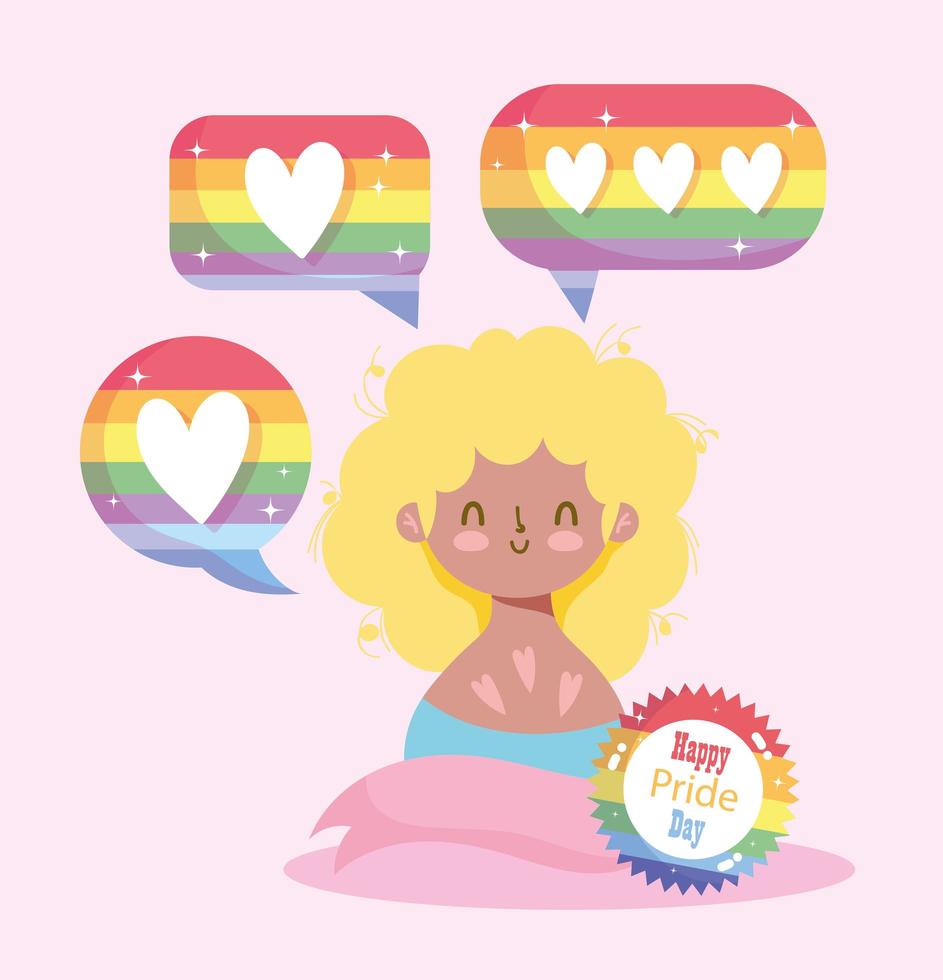 personaje lgbtqi de dibujos animados para la celebración del orgullo vector