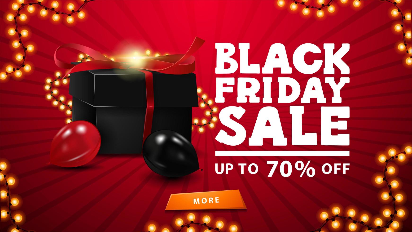 Black Friday Sale, up to 70 off banner vector