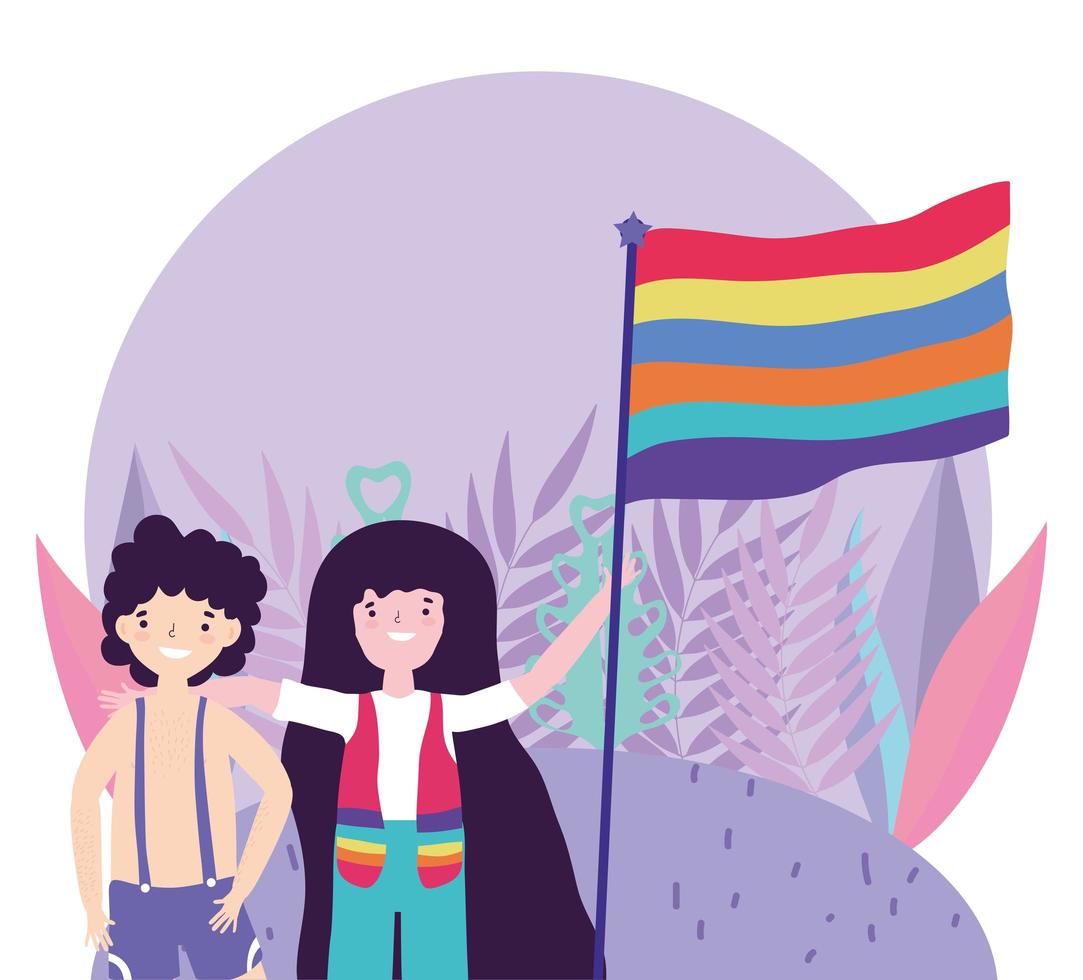 personajes lgbtqi de dibujos animados para la celebración del orgullo vector