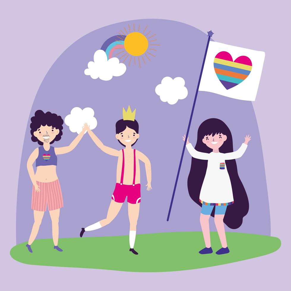 Cartoon LGBTQI characters for Pride celebration vector
