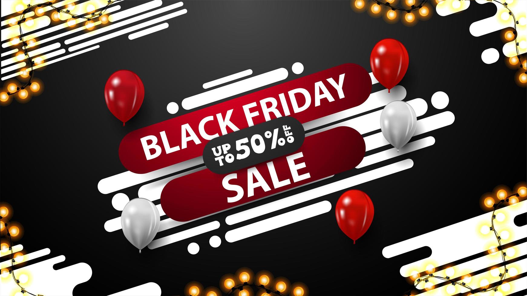 Black Friday discount banner with abstract shape vector