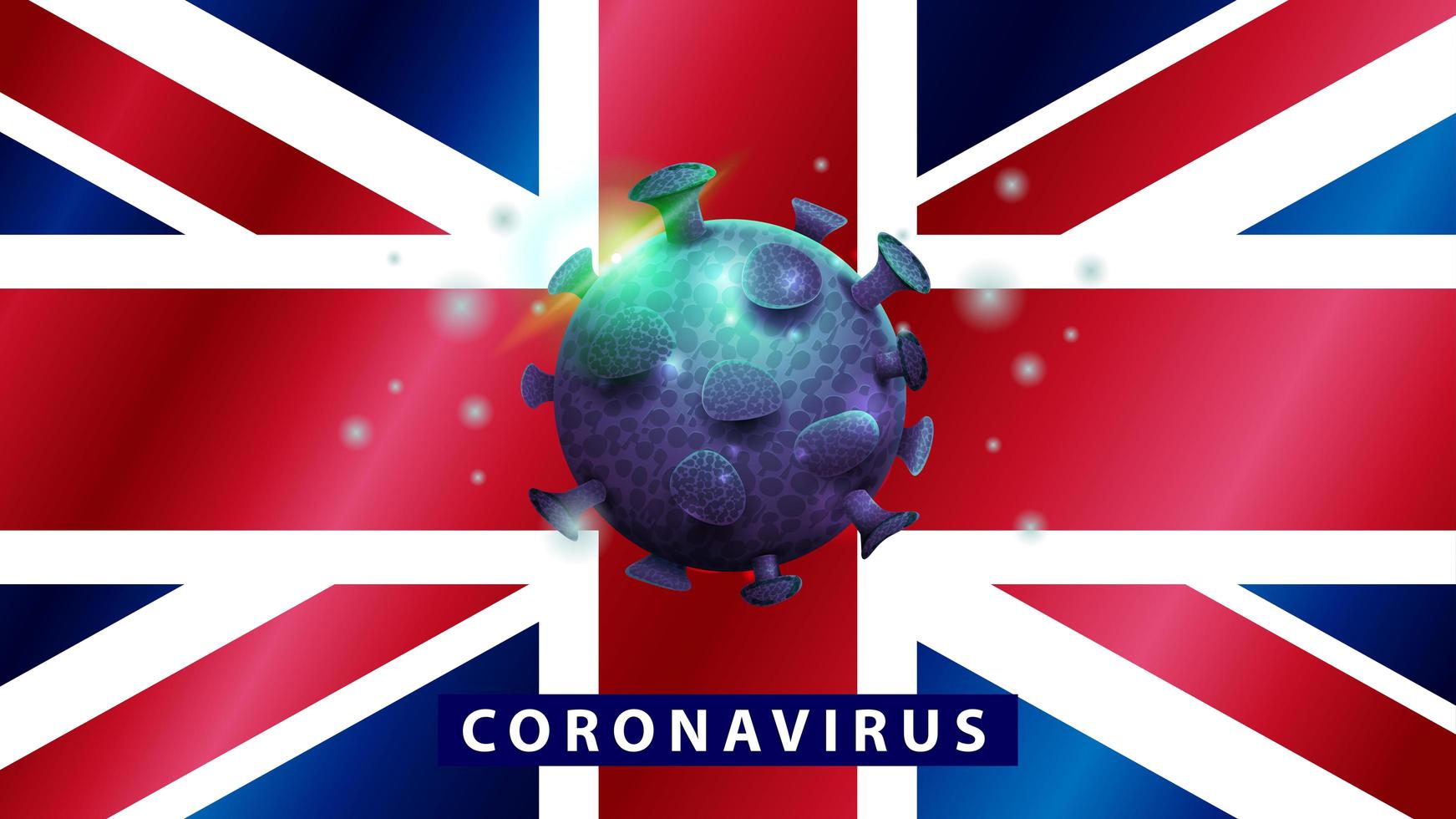 signo de coronavirus covid-2019 en la bandera de gran bretaña vector