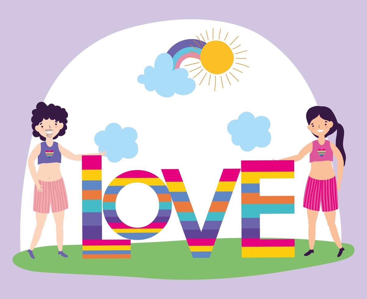 Cartoon LGBTQI characters for Pride celebration vector
