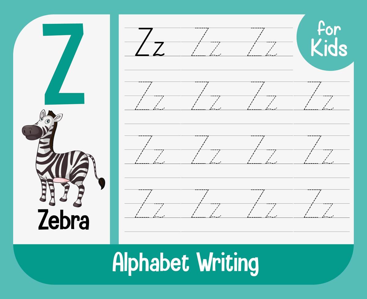 Alphabet tracing worksheet with letter and vocabulary vector