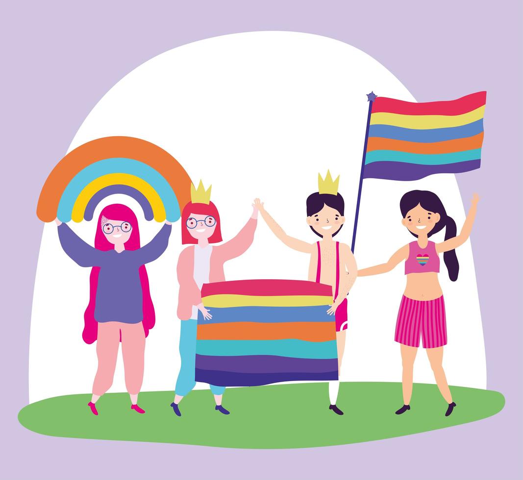 Cartoon LGBTQI characters for Pride celebration vector