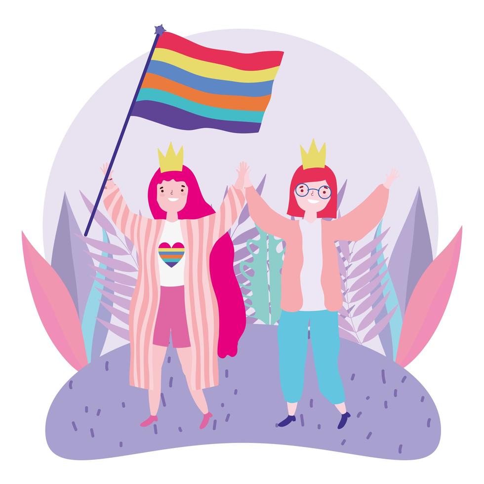 personajes lgbtqi de dibujos animados para la celebración del orgullo vector