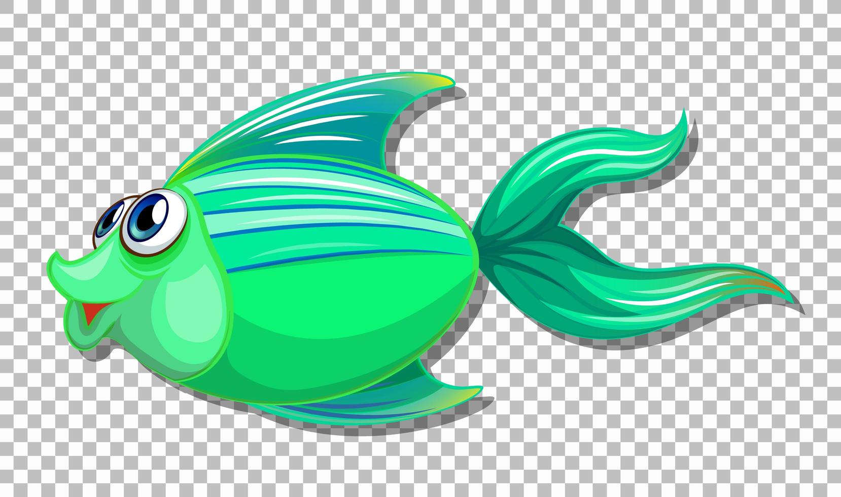 Cute fish with big eyes cartoon character on transparent background vector