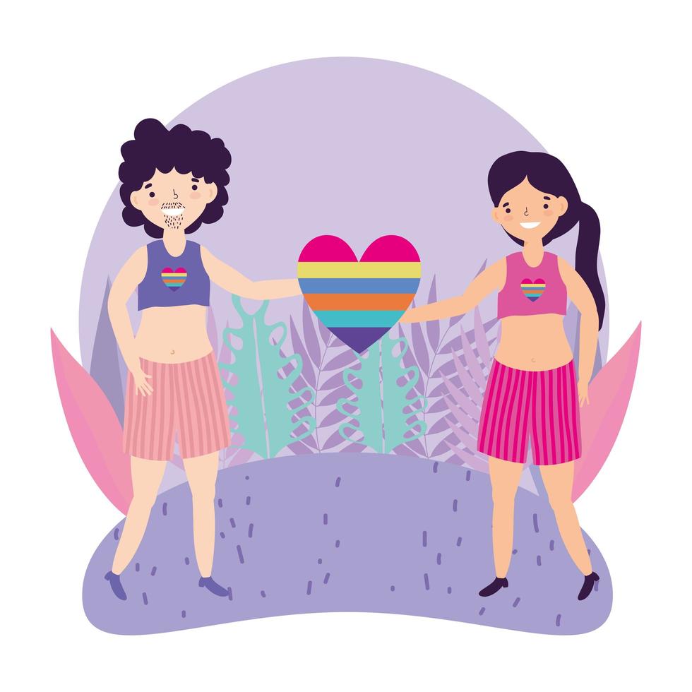 personajes lgbtqi de dibujos animados para la celebración del orgullo vector