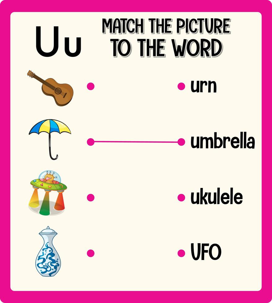 Match the picture to the word worksheet for children vector