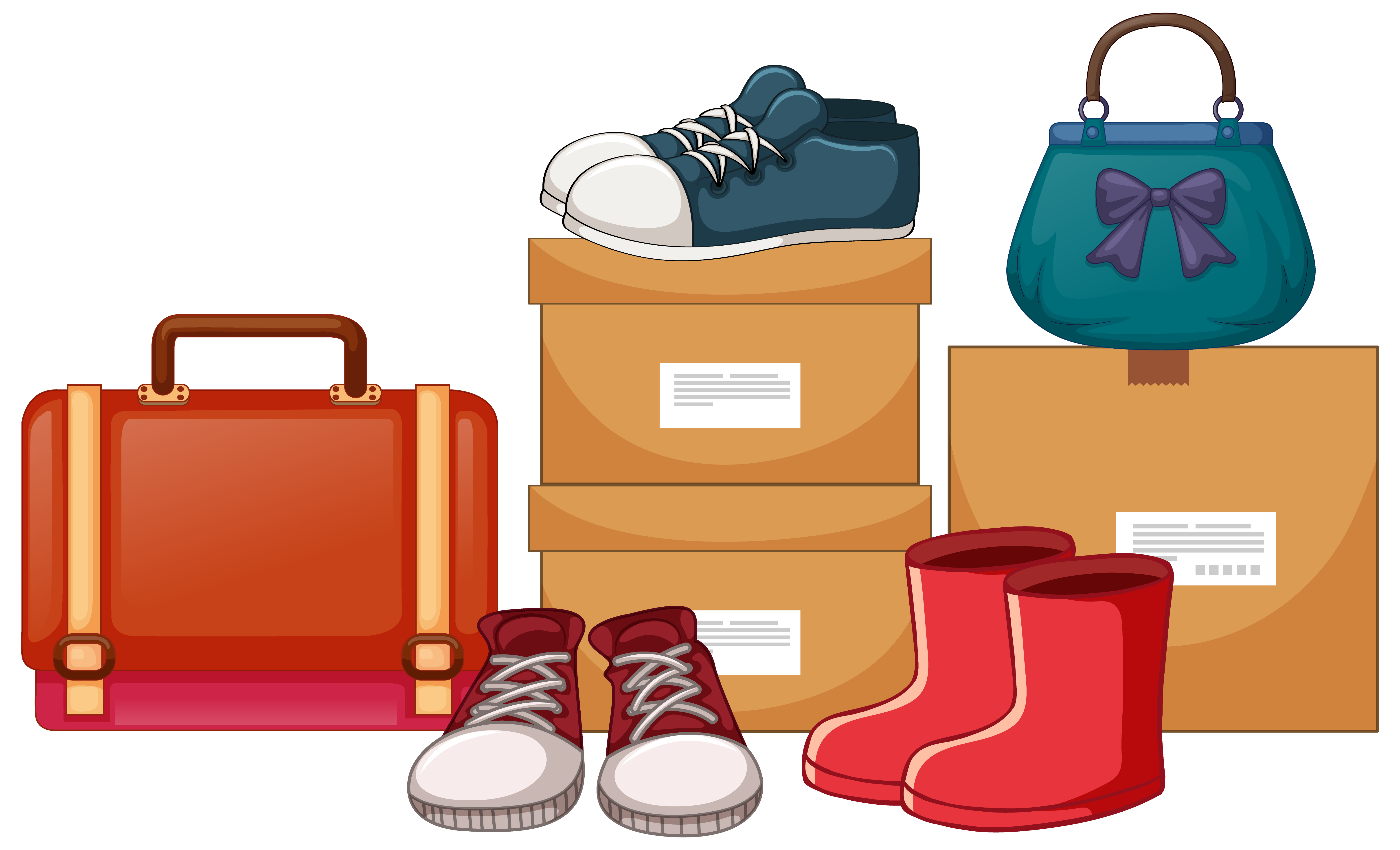 Bags and shoes with the boxes on white background 1482226 Vector Art at