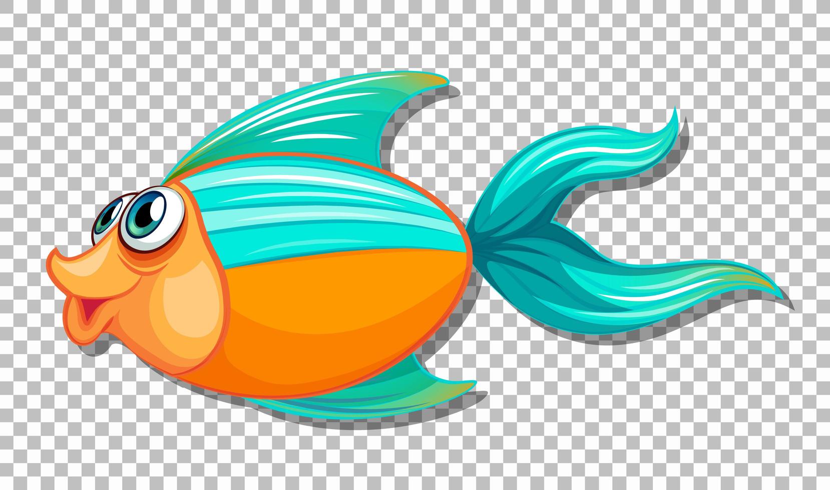 Cute fish with big eyes cartoon character on transparent background vector