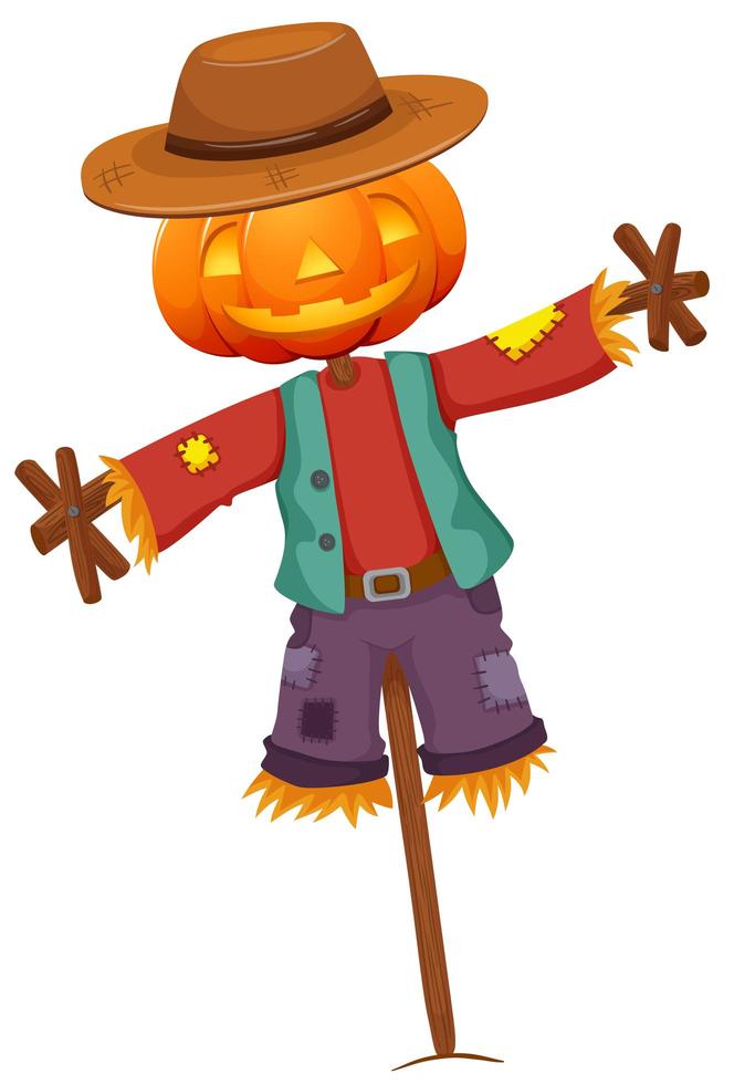 Pumpkin Scarecrow isolated on white background vector
