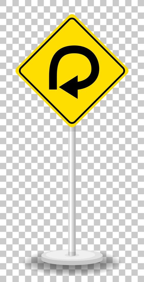 Yellow traffic warning sign on transparent background vector