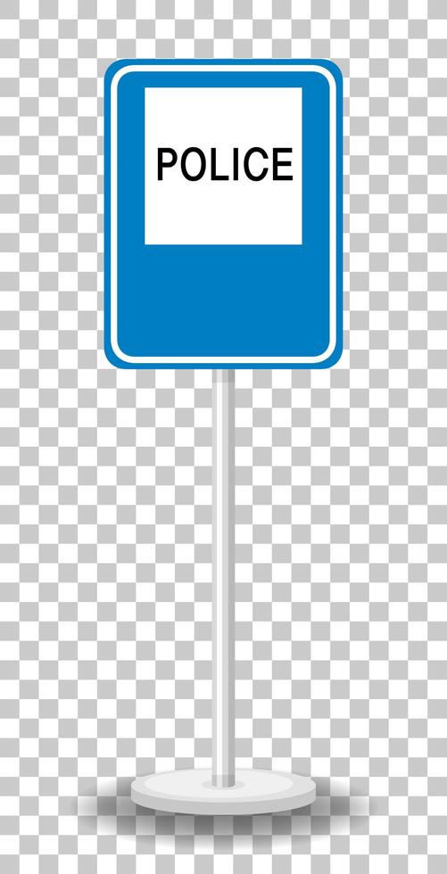 Police road sign with stand isolated on transparent background vector