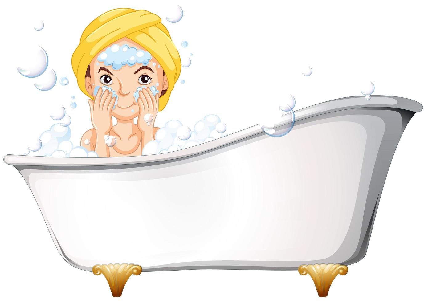 mujer tomando un baño aislado vector