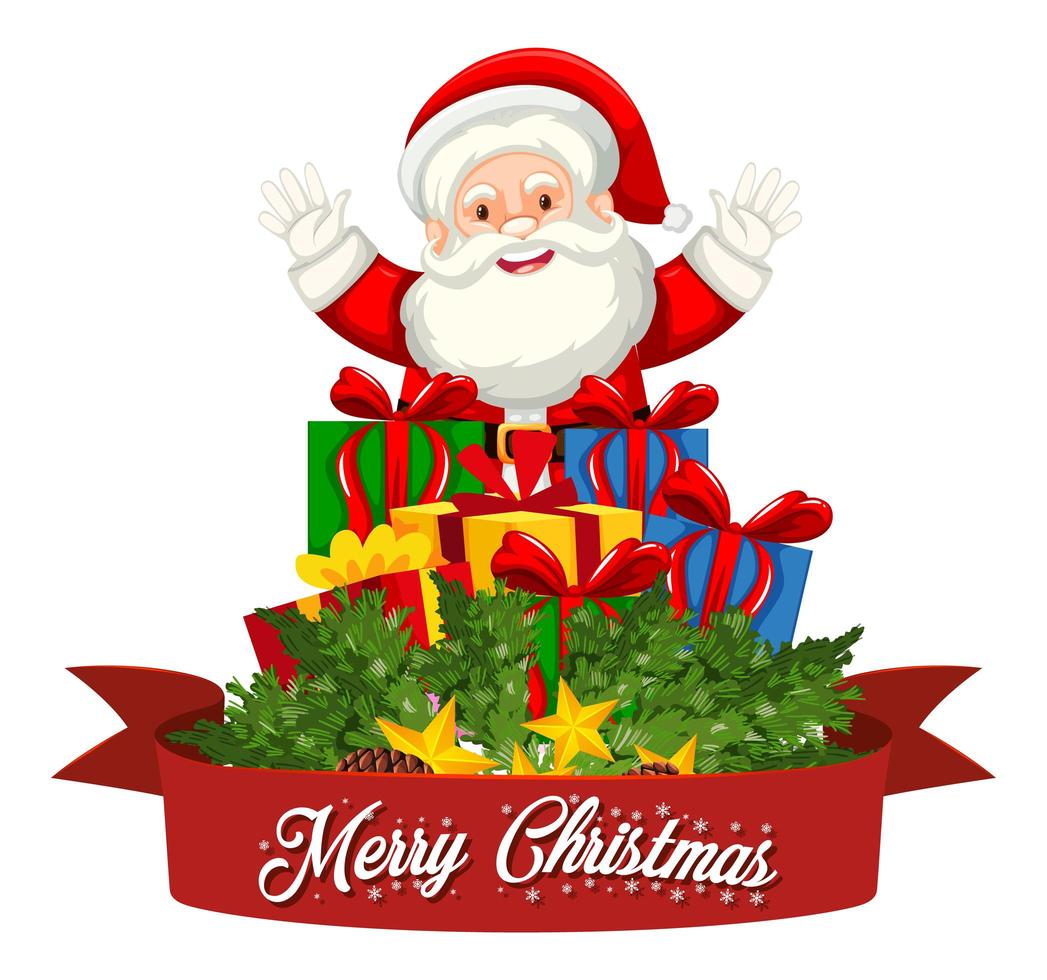 Merry Christmas font Santa Claus vector