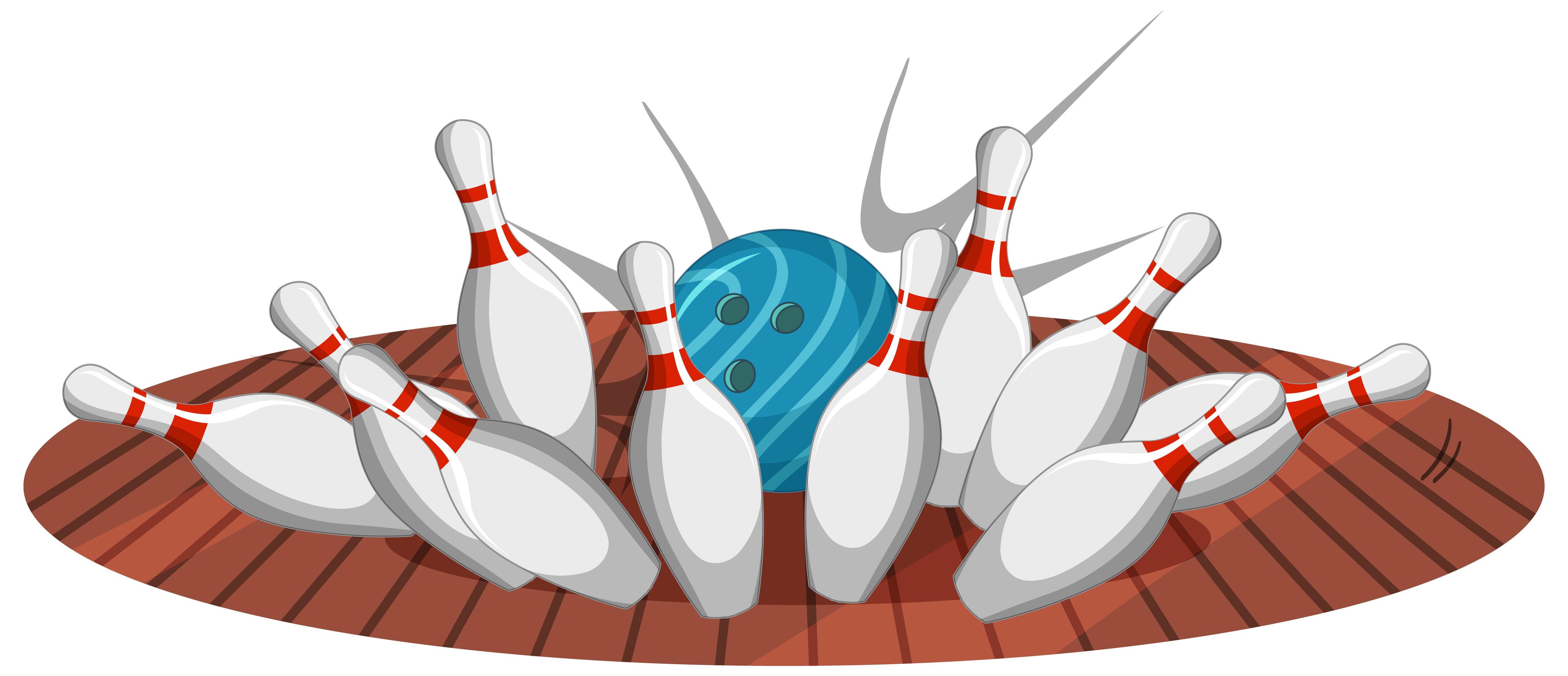 Bowling strike cartoon style isolated on white background Download Free Vectors Clipart