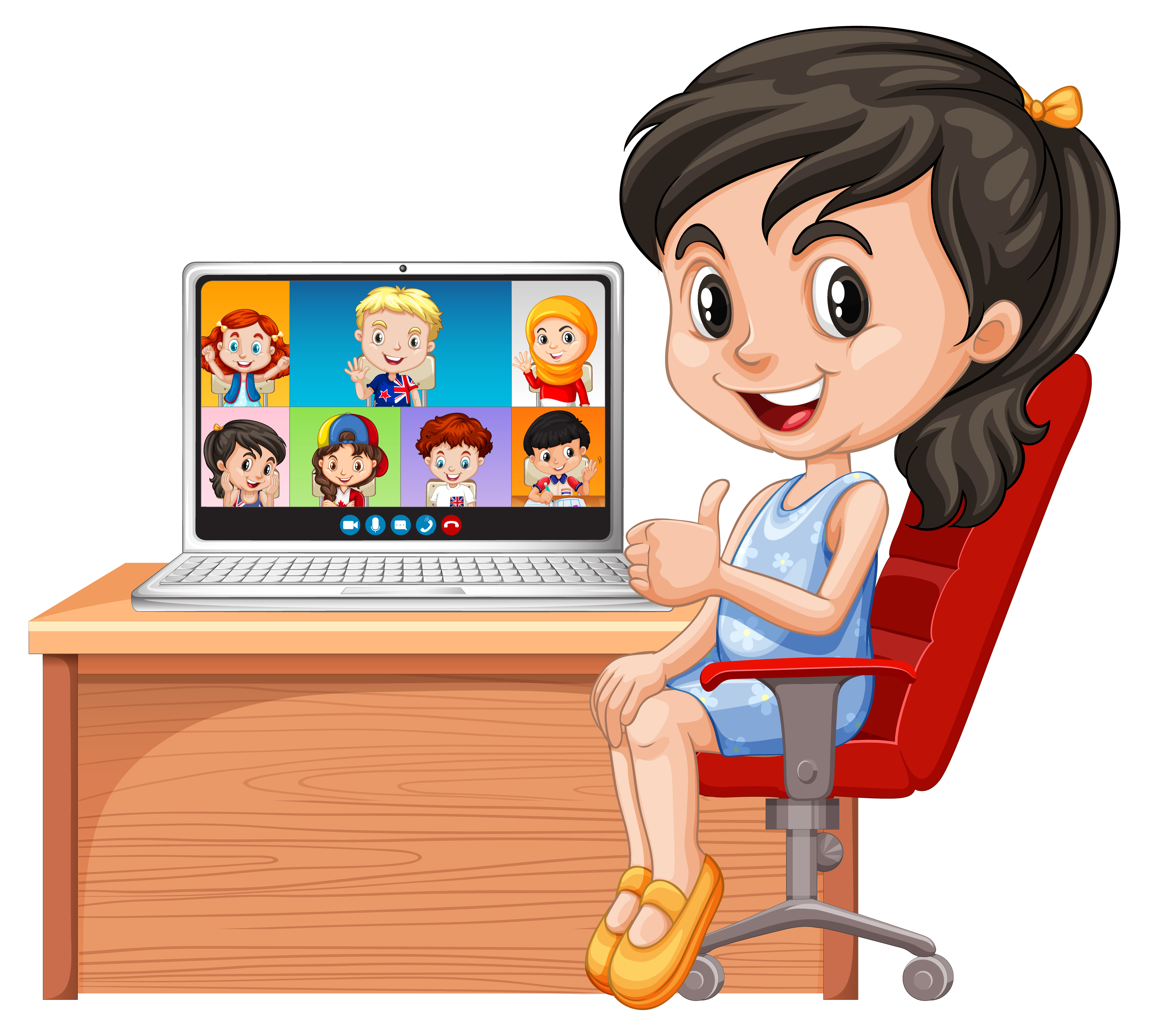 Free Vectors  Let's talk with friends online (girl)