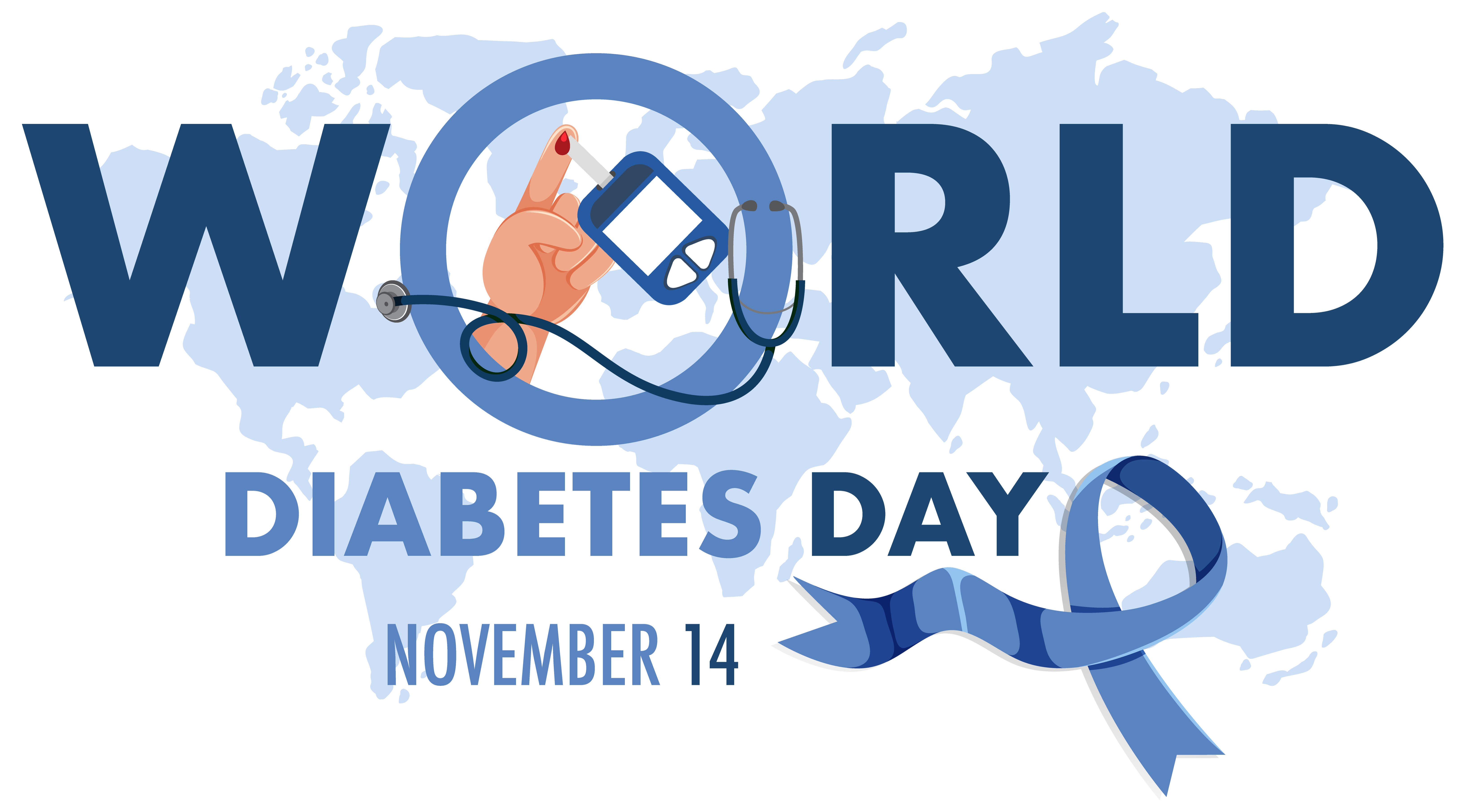 World Diabetes Day logo or banner with the globe on the map 1482479