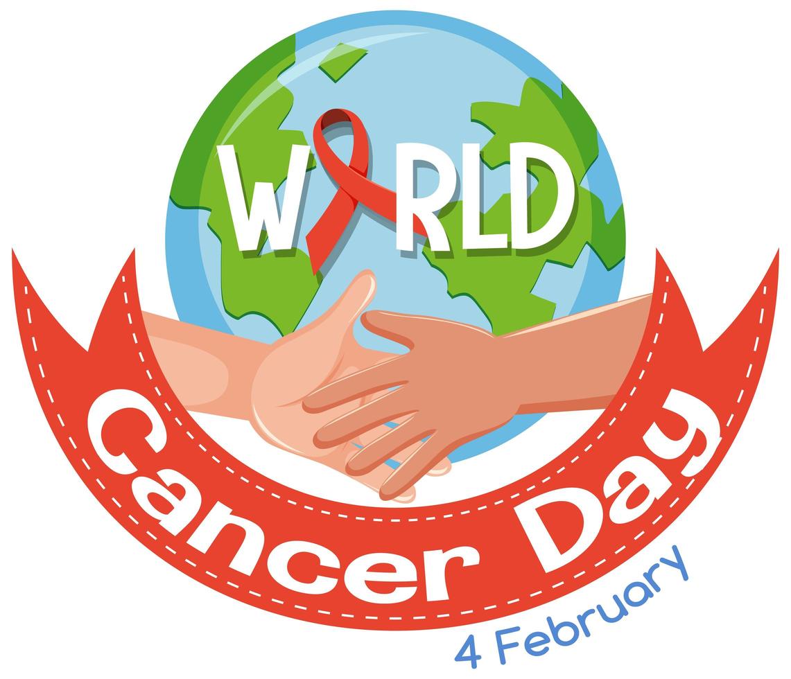 logotipo del día mundial del cáncer o banner con cinta roja vector